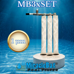 Eredeti Strausz-féle Csodazsák (Miraclebag©). (MB3xSet) 1 mikron 15-50 m³-ig. 3 darabos kezdőszett biztonsági szeleppel. 0,6 m² szűrő felület. Ez kell Önnek nagyobb medencékhez. Homokszűrő helyett is. 100 cm.
