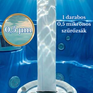 Eredeti Strausz-féle Csodazsák (Miraclebag©). (PreCO100) 0,5 mikron 0-3 m³-ig. 1 darabos extrafinom kezdőszett, szeleppel, gégecsővel és bilincsekkel. Ez kell Önnek jakuzzihoz, dézsához, gyerekmedencéhez. Homokszűrő helyett is. 100 cm.