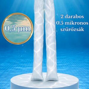 Eredeti Strausz-féle Csodazsák (Miraclebag©). (PreMB2xSet) 0,5 mikron 10-30 m³-ig. 2 darabos extrafinom kezdőszett biztonsági szeleppel. Ez kell Önnek, ha a dupla szűrőfelülettel ritkítani akarja a tisztítások számát. Medence vízszűrő, homokszűrő helyett is. 100 cm.