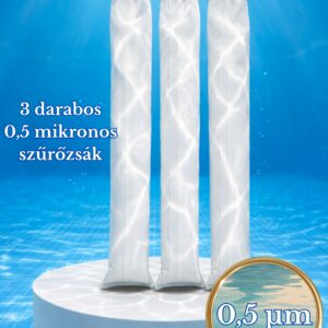 Eredeti Strausz-féle Csodazsák (Miraclebag©). (PreMB3xSet) 0,5 mikron 15-50 m³-ig. 3 darabos extrafinom kezdőszett biztonsági szeleppel. 0,6 m² szűrő felület. Ez kell Önnek nagyobb medencékhez. Homokszűrő helyett is. 100 cm.