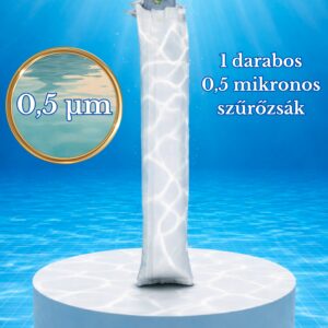 Eredeti Strausz-féle Csodazsák (Miraclebag©). (PreVE100) 0,5 mikron 0-20 m³-ig. 1 darabos extrafinom kezdőszett, biztonsági szeleppel. Ez kell Önnek, ha ez lesz az első csodazsákja. Medence vízszűrő, homokszűrő helyett is. 100 cm.