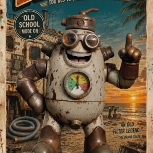 Rusty Rex kétoldalas törölköző – A oldal, retró tengerparti karakter
