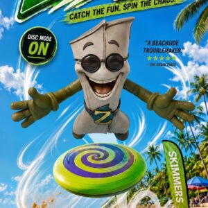 Zippy Zack kétoldalas törölköző – A oldal, frizbis strandkaland